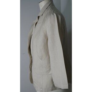 ny Collection Womens Jacket Blazer Size 12 Khaki 3/4 Sleeve Button Up